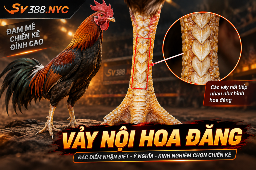 Vảy nội hoa đăng SV388 trên chân chiến kê